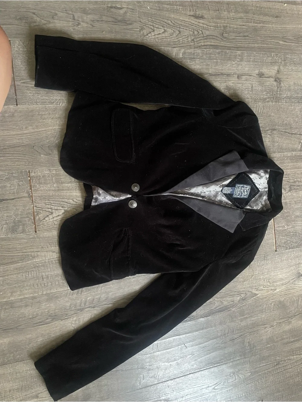 Black Velvet Cropped Blazer Jacket - Women